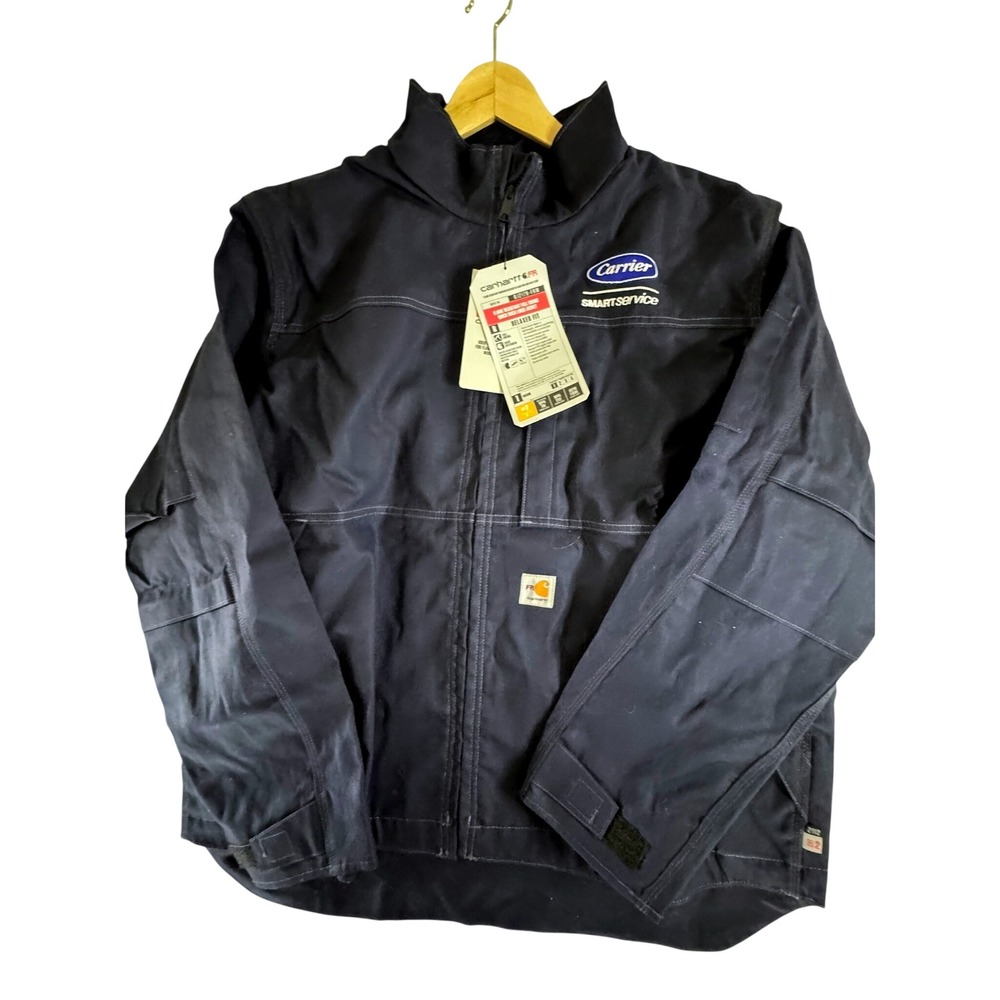 Carhartt FR Full Swing Quick Duck Lined Jacket XL Navy Blue Carrier OJ2179-FRM